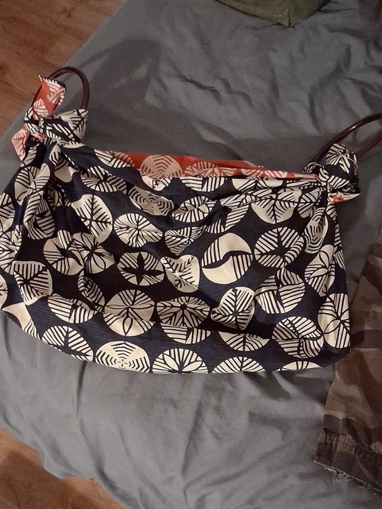 furoshika Handbags - Navy and Cream Patterned Women’s Shoulder Bag with Knot Detail